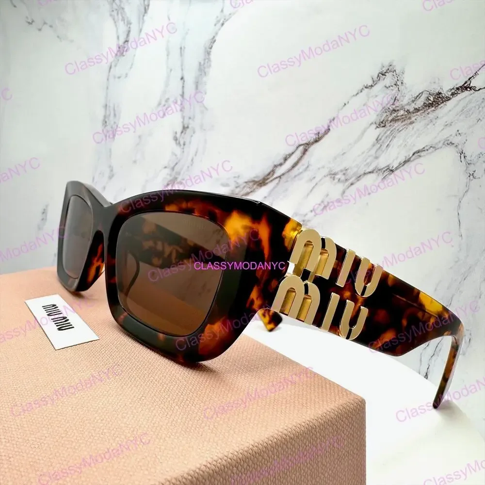 New MIU MIU Sunglasses Runway Glimpse Authentic Brown Tortoise Square Cat Eye